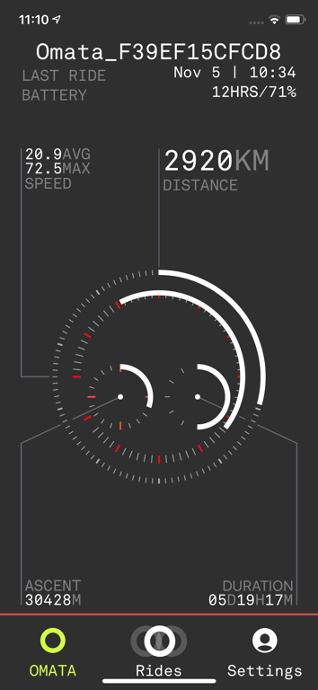 OMATA Utility App connected-device screen from the source repository.