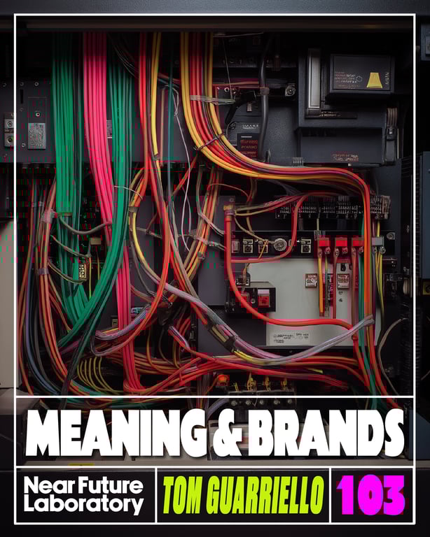 An open wiring panel exposing wires and text for Near Future Laboratory podcast episode 103