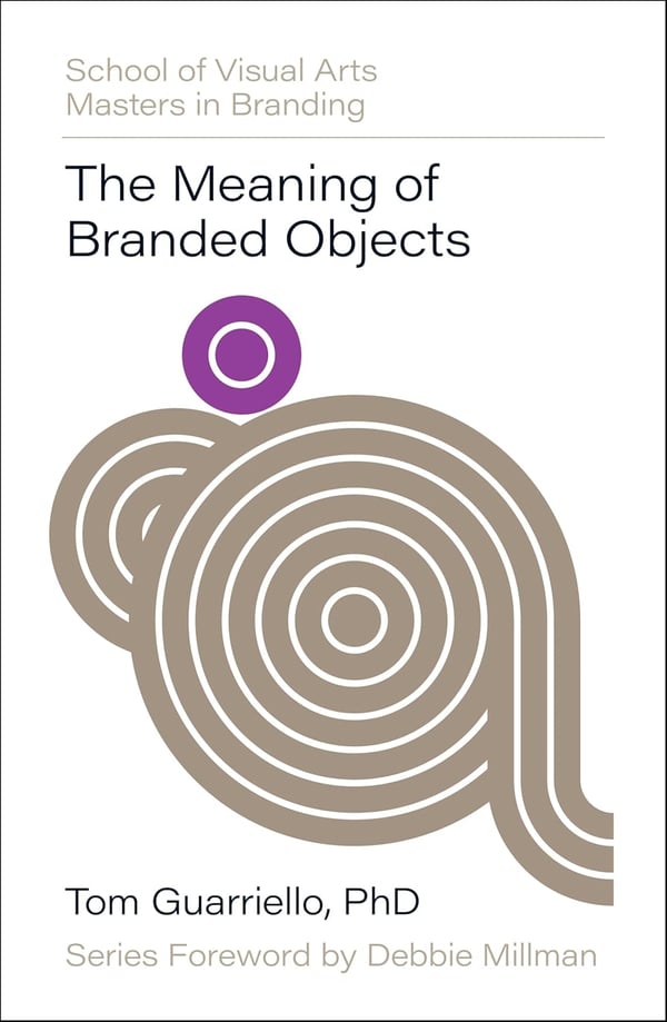 flat art illustration of the cover of the book titled The Meaning of Branded Objects