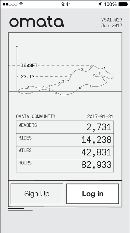 Interface exploration 15 — Welcome screen combining a route and ride statistics.