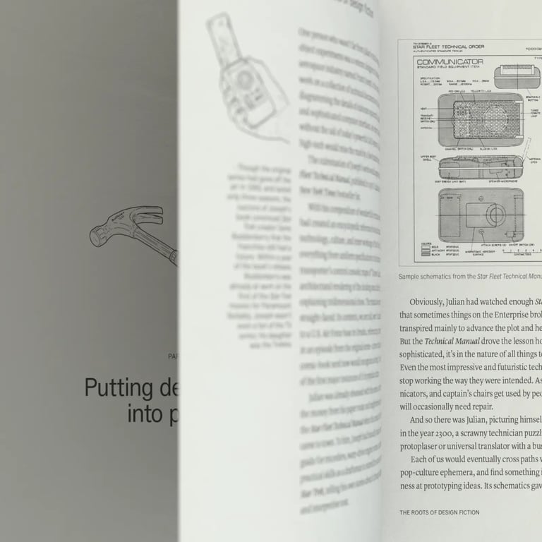 A photo from or of the book The Manual of Design Fiction (Softcover) by Julian Bleecker