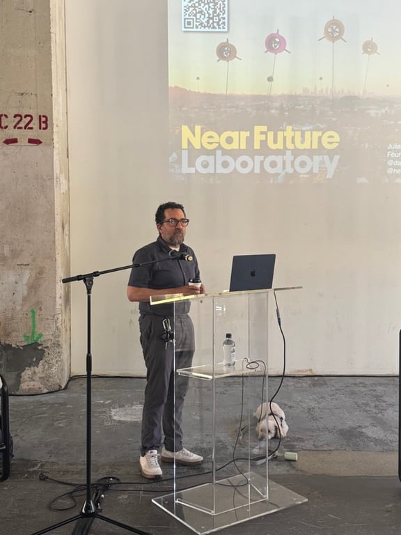 Julian Bleecker, PhD giving the closing keynote at the LA Design Festival