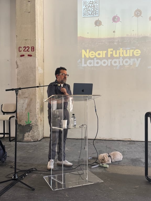 Julian Bleecker, PhD giving the closing keynote at the LA Design Festival