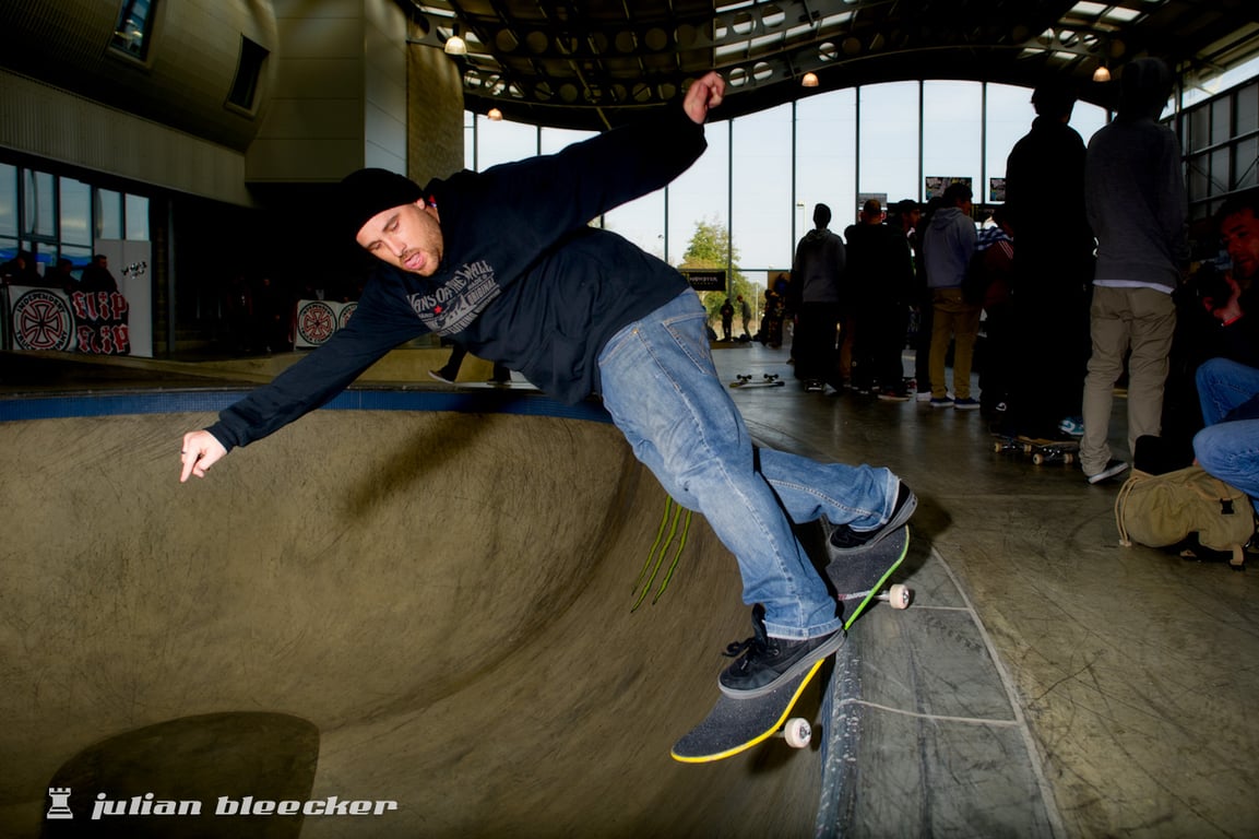 Marc Churchill performing a Smith grind.