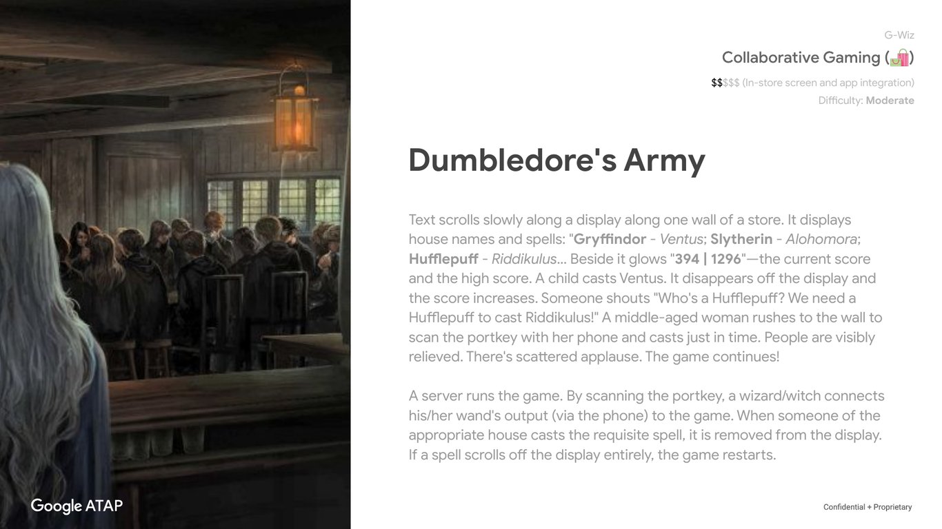 Dumbledore's Army slide with a group training in a dark hall.