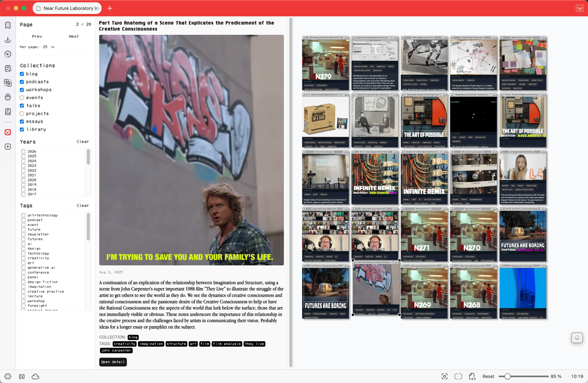 Sample pages and screens from the “index-as-cards” prototype of an index page to the NFL oeuvre