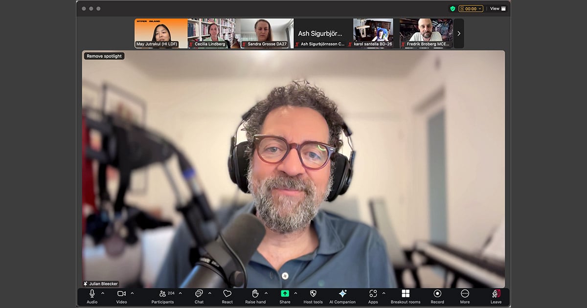 Cover image for Hyperisland Vision Week 2025 with Julian Bleecker on Zoom