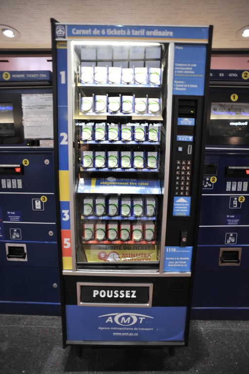 Photograph from Design Engaged 2008 in Montréal; tagged tickets, dispenser, vending.