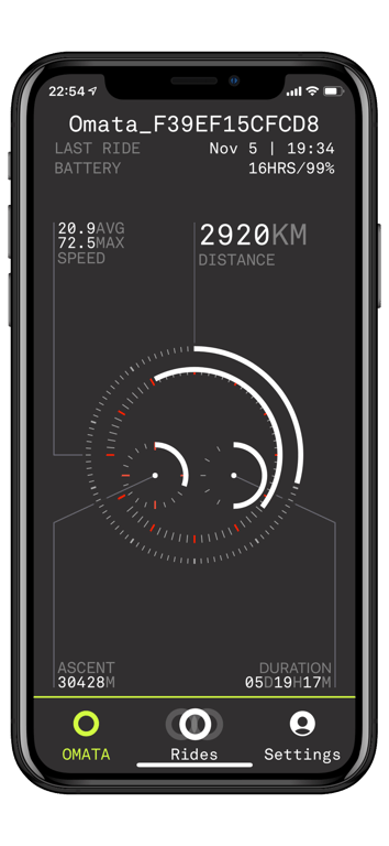 OMATA Utility App release screenshot showing device controls.