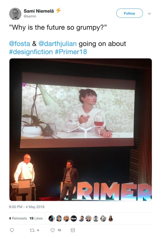 Image from the Near Future Laboratory talk at Primer Speculative Design 2018