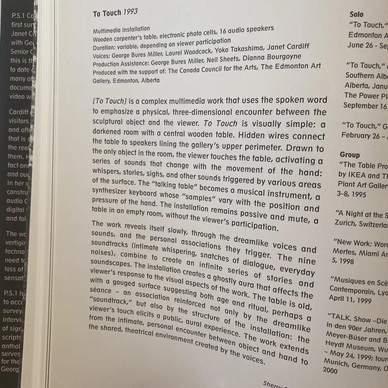 Excerpt from Janet Cardiff