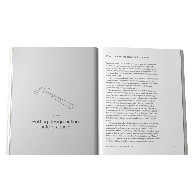 A photo from or of the book The Manual of Design Fiction (Hardcover) by Julian Bleecker