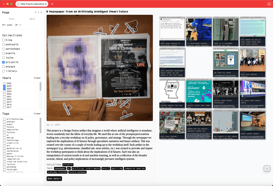 Experiment with what an “index” page is as a series of “cards”