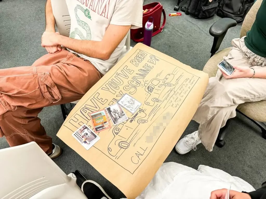 Students engaged in activities at the Chapman University Design Fiction 101 Talk & Workshop