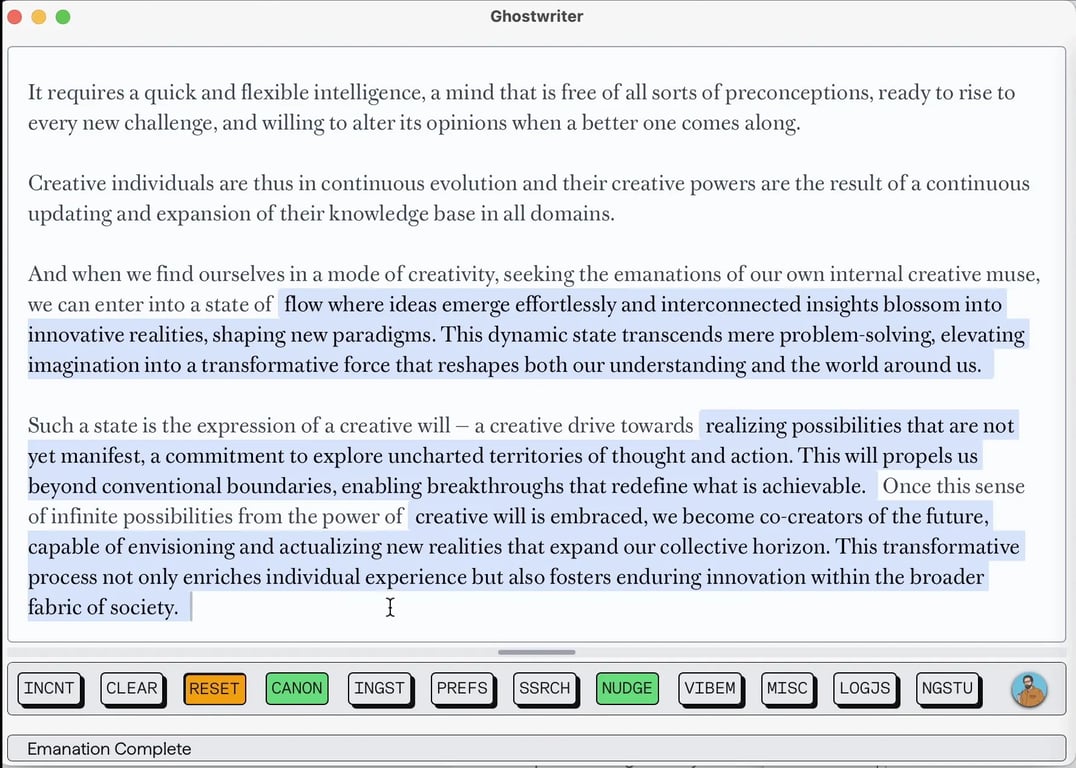 An image of the Ghostwriter program