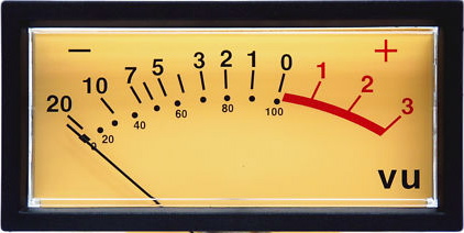 Yellow rectangular analog VU meter display study used in Humbo prototype development.