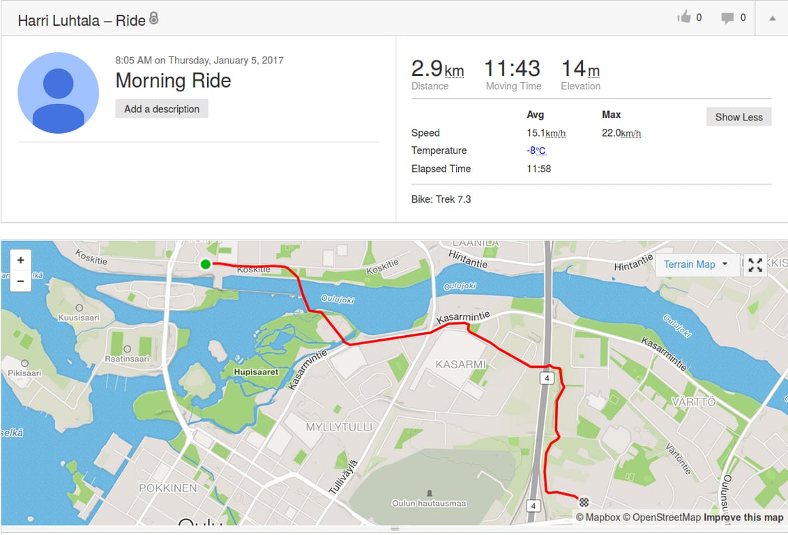 OMATA Strava integration source image.