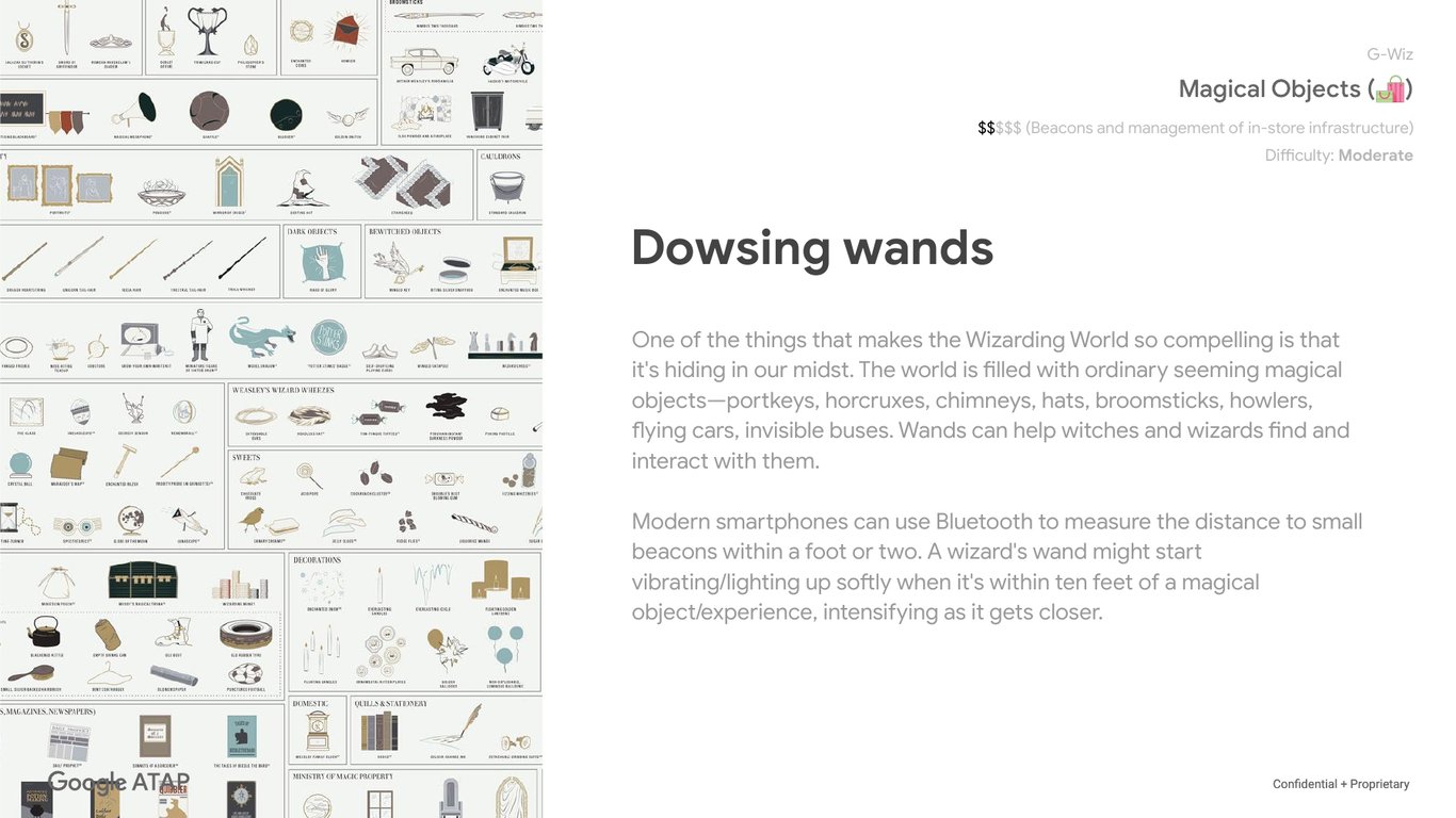 Dowsing wands slide with magical-object reference images.