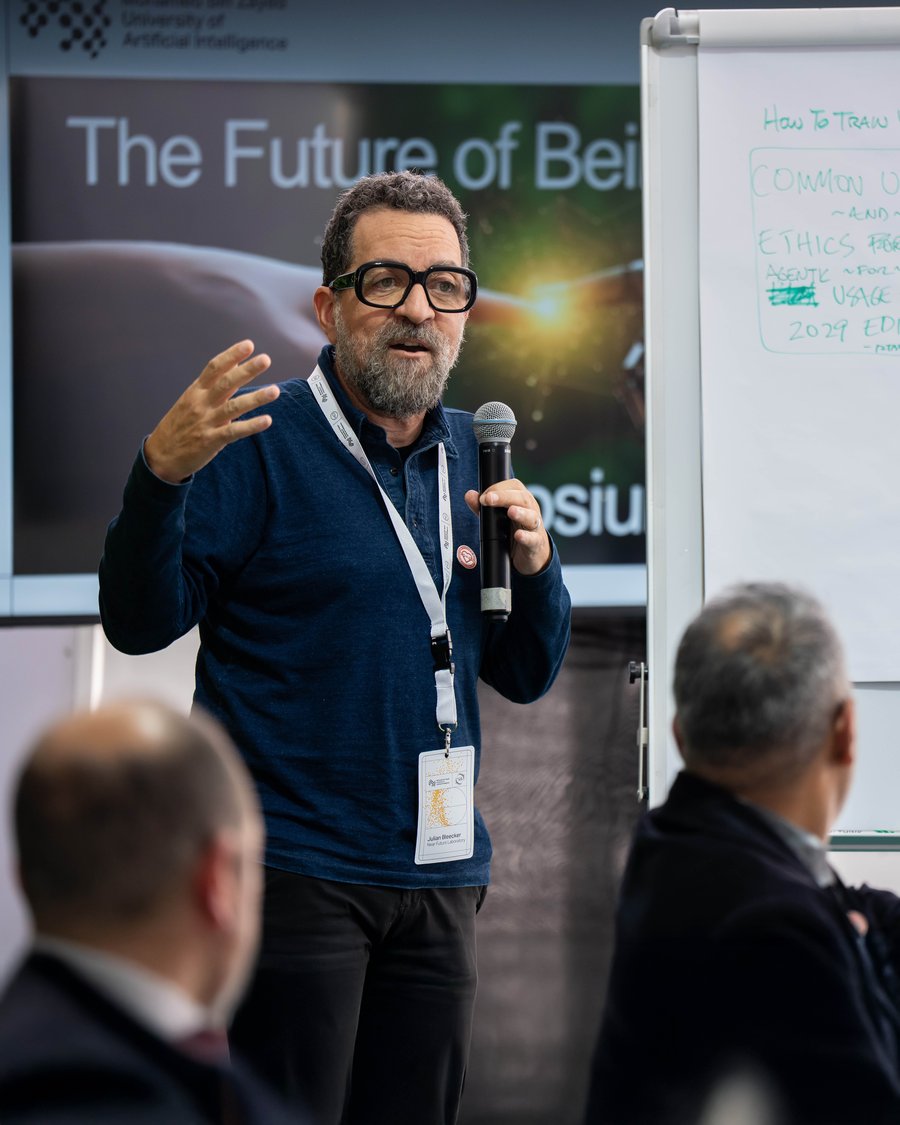Julian Bleecker at the symposium The Future of Being Human at MBZUAI in Abu Dhabi November 20-22 2025 hosted by Elizabeth Churchill