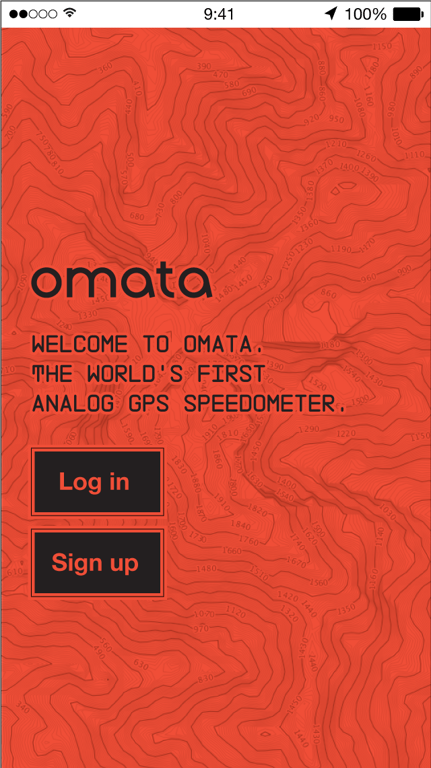Interface exploration 17 — Red topographic welcome screen.