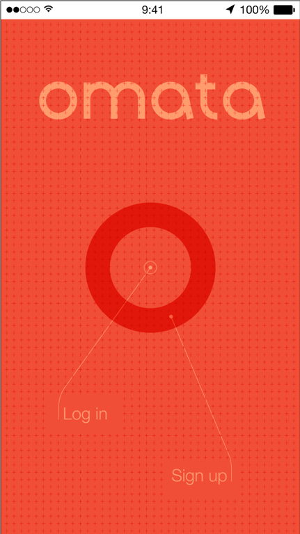 Interface exploration 10 — Red welcome screen and OMATA ring.