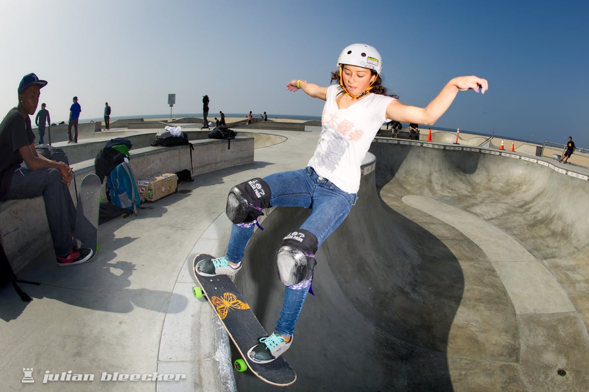Lizzie Armanto performing a Smith grind.