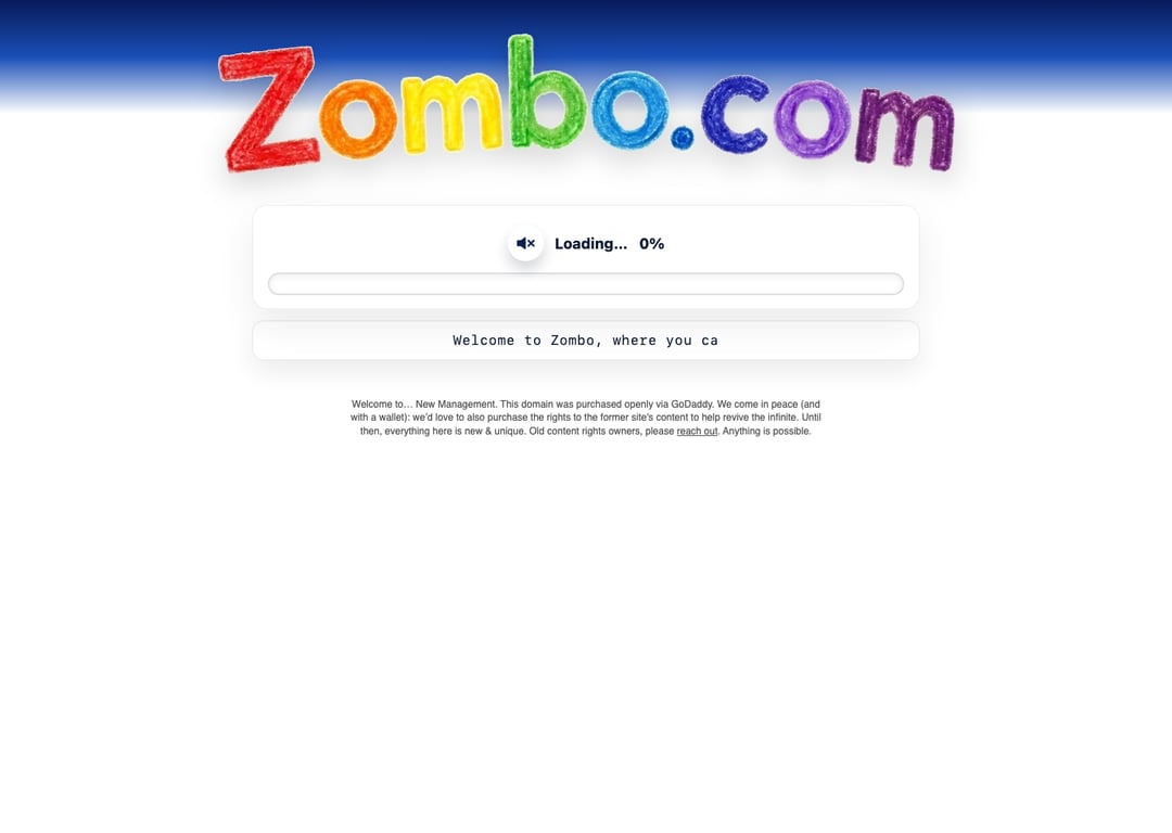 Screenshot of Zombo.com - No Limits - You Can Do Anything.