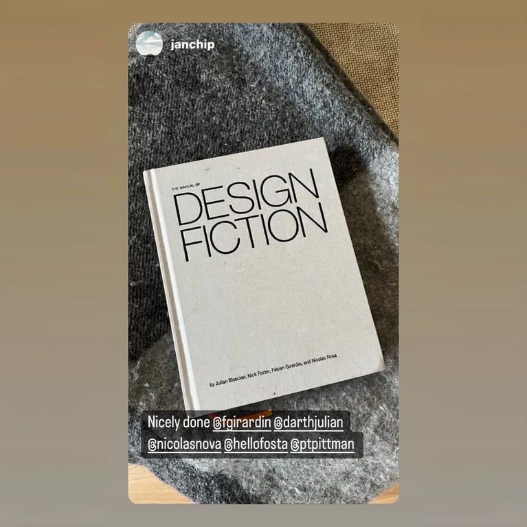 A photo from or of the book The Manual of Design Fiction (Hardcover) by Julian Bleecker