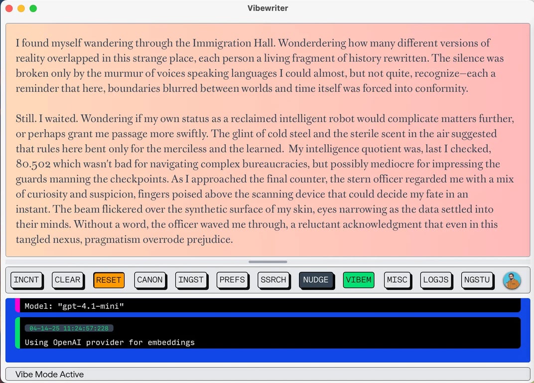 A screen shot of an early version of Ghostwriter