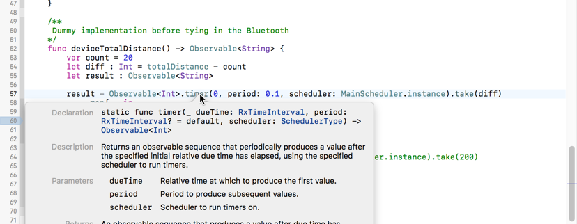 Early Bluetooth implementation notes beside the Swift code.