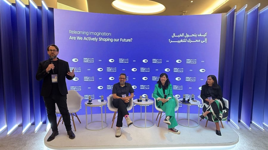 A headshot of Julian Bleecker PhD for the Dubai Future Forum event at which he is a featured speaker,