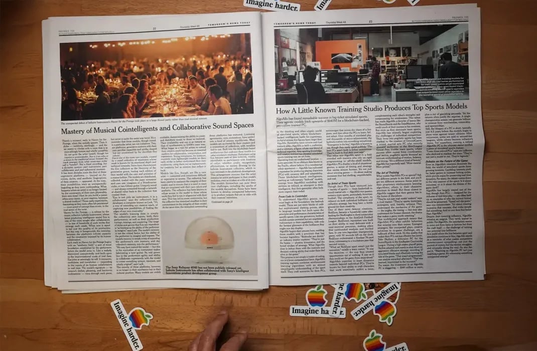 Cover image of a newspaper from an artificially intelligent near future.