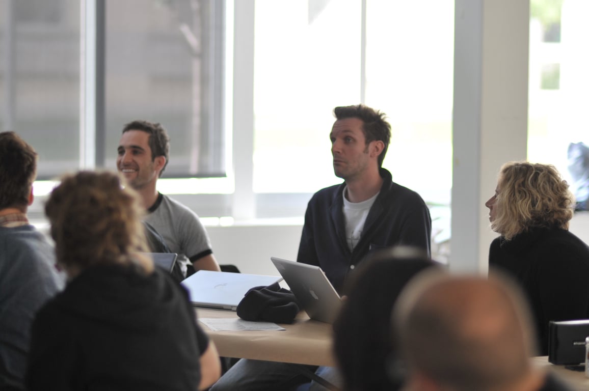 Photograph from Design Engaged 2008 in Montréal; tagged matt webb, jack schulze.
