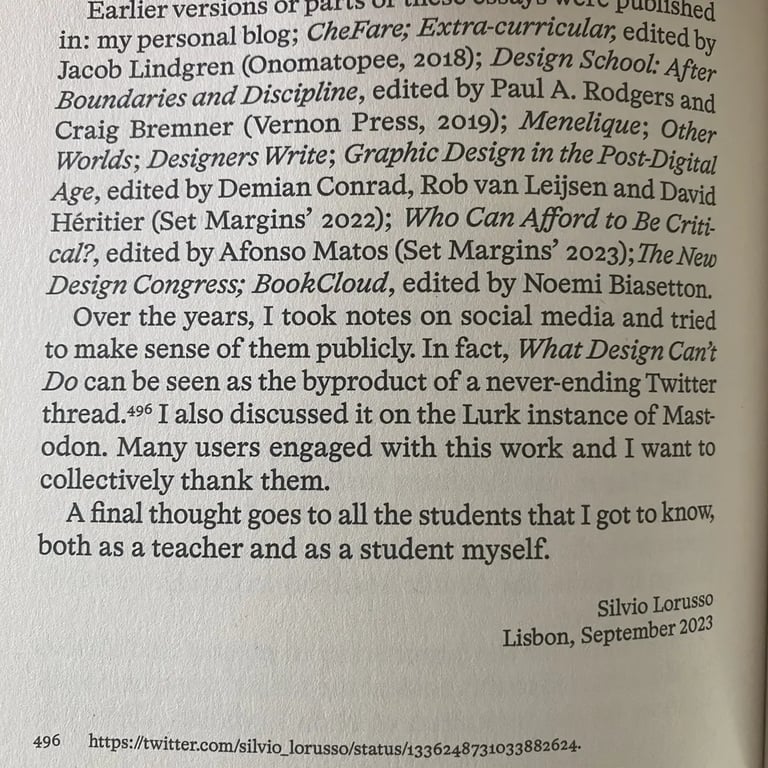A photo Silvio Lorusso's book What Design Can’t Do
