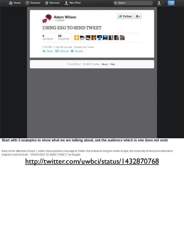 Images from the Near Future Laboratory SxSW 2012 Presentation on Brain Consciousness User Interfaces SxSW 2012