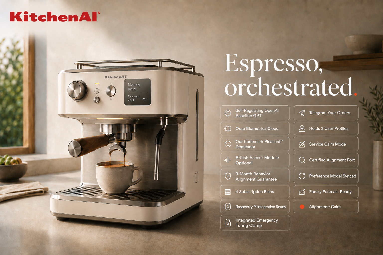 KitchenAI espresso machine commerce product image.
