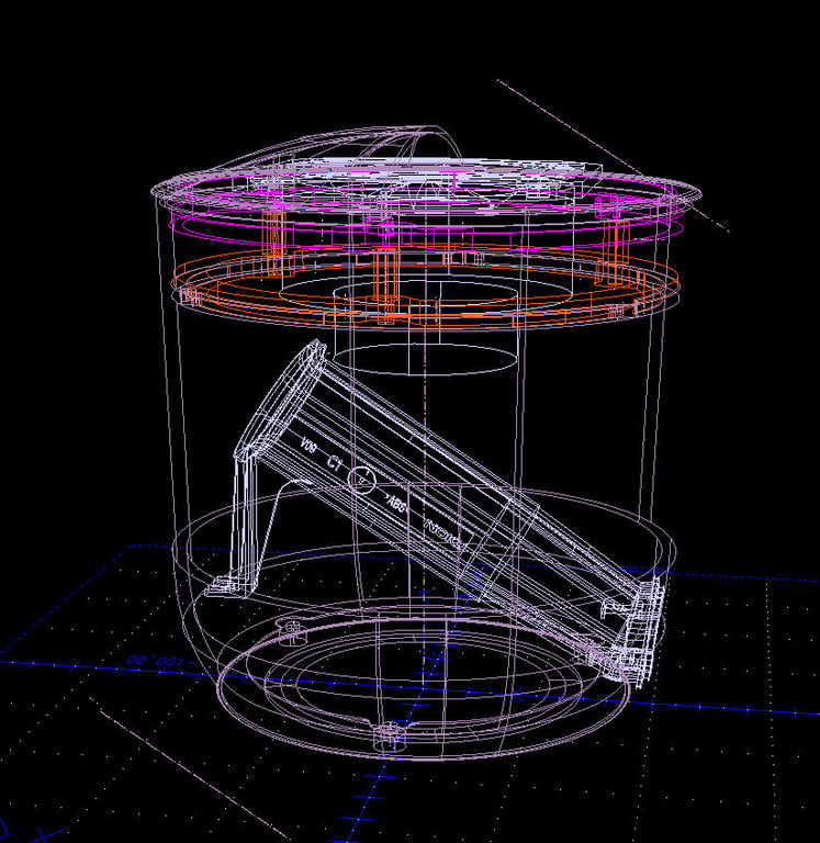 CAD study of the Social Speaker enclosure in a dark rendering.
