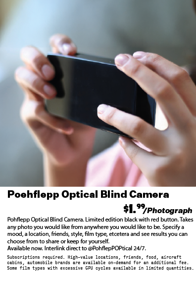 Sascha Pohflepp's Blind Camera in a fictional product advertisement/product page