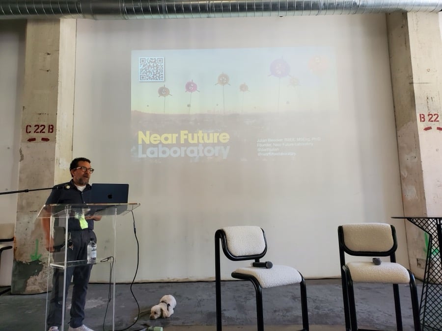 Julian Bleecker, PhD giving the closing keynote at the LA Design Festival