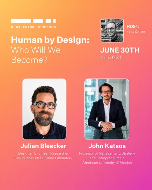 Dubai Future Horizons Human by Design event graphic, orange version