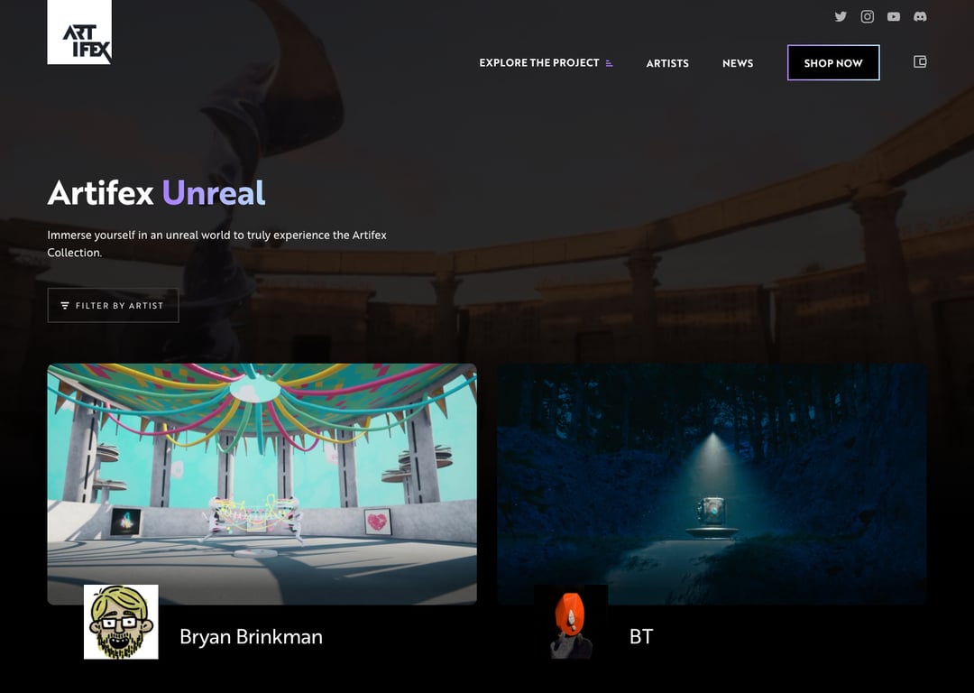 Screenshot of Unreal Experiences | The Artifex Project.