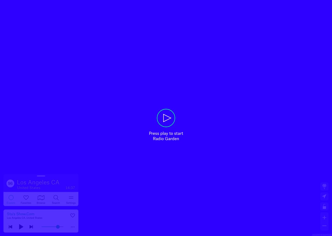 Screenshot of Radio Garden – Explore live radio by rotating the globe.