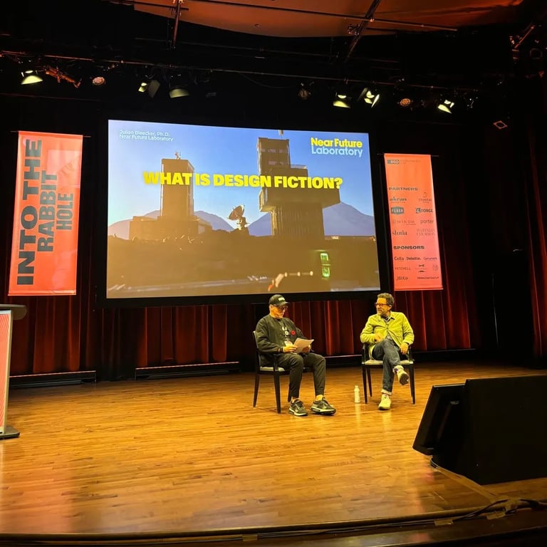 A photo from the talk by Julian Bleecker titled What Is Design Fiction...And Why Does It Matter?