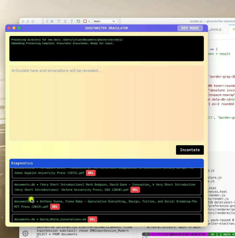 A screen shot of an early version of Ghostwriter