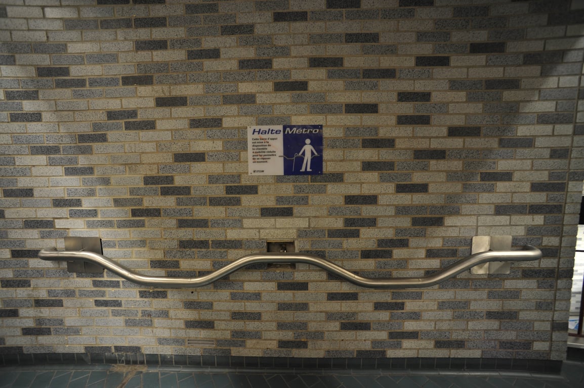 Photograph from Design Engaged 2008 in Montréal; tagged rest, affordance, bar, disabled.