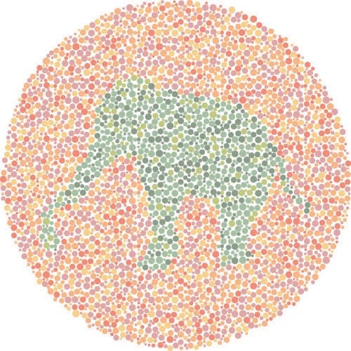 A color-blindness test style image with hidden patterns that only become visible under certain conditions, symbolizing the hidden instructions in Wh1t30ut.