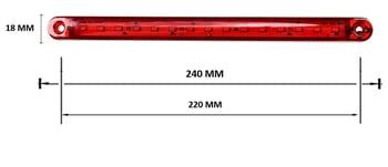 ЛЕД LED Червен Диоден Маркер Габарит Токос със 15 светодиода за камион ремарке бус ван каравана платформа 12V-24V