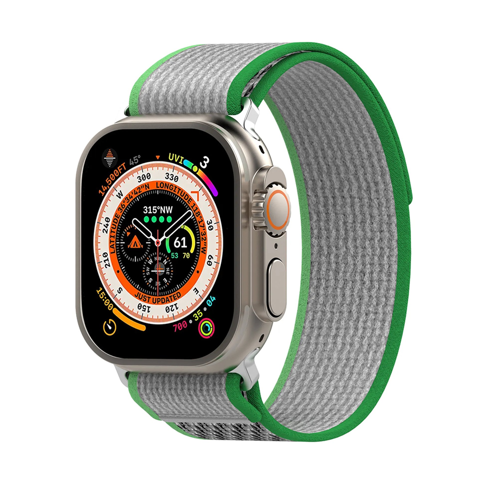 Съдържание за Apple Watch 1/2/3/4/5/6/7/8/9/SE/SE 2/Ultra/Ultra 2 (42/44/45/49mm) - Techsuit Каишка за часовник (W039) - Зелен / Зелен