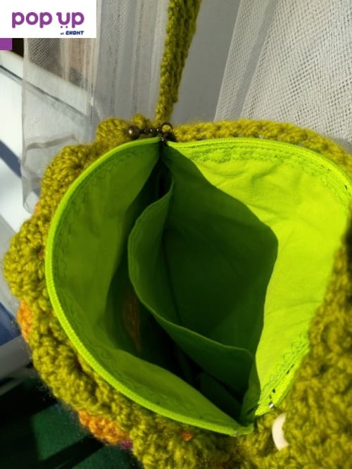 Кръгла плетена чанта - цвете