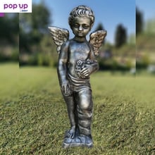 Градинска фигура статуя ангел от бетон - сребърно патирано
